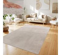 Paco Home Alfombra para Salón en Falsa Piel Suave Lavable Moderna Elegante Fácil de Limpiar Efecto Piel Uni Brillante Fluffy a Pelo Corto, tamaño:200x280 cm, Color:Beige