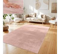 Paco Home Alfombra para Salón en Falsa Piel Suave Lavable Moderna Elegante Fácil de Limpiar Efecto Piel Uni Brillante Fluffy a Pelo Corto, tamaño:300x400 cm, Color:Pink
