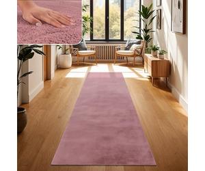 Paco Home Alfombra para Salón en Falsa Piel Suave Lavable Moderna Elegante Fácil de Limpiar Efecto Piel Uni Brillante Fluffy a Pelo Corto, tamaño:60x90 cm, Color:Rosa Púrpura