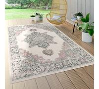 Paco Home Alfombra Pelo Corto Balcón Terraza, Exterior Interior, Estampado Oriental Beige, tamaño:160x230 cm