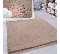 Paco Home Alfombra Pelo Largo Salón Sintética Suave Monocolor Tamaños, tamaño:100x200 cm, Color:Beige