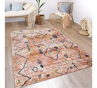Paco Home Alfombra Salón Bohemia Étnica Marroquí Moderna Pelo Corto Estructura Color Beige, tamaño:80x150 cm, Color:Multicolor