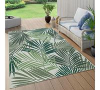 Paco Home Alfombra Salon De Habitacion Cocina Exterior Terraza Jardin Hojas De Palmera Jungla Floral Motivo Boho Chic Verde, tamaño:200x290 cm, Color:Verde