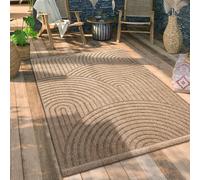 Paco Home Alfombra Salon De Habitacion Cocina Exterior Terraza Jardin Motivo Boho Chic Motivo Floral Dibujo Geometrico, tamaño:80x150 cm, Color:Beige 3