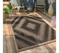Paco Home Alfombra Salon De Habitacion Cocina Exterior Terraza Jardin Motivo Boho Chic Motivo Floral Dibujo Geometrico, tamaño:240x340 cm, Color:Antracita 2