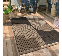 Paco Home Alfombra Salon De Habitacion Cocina Exterior Terraza Jardin Motivo Boho Chic Motivo Floral Dibujo Geometrico, tamaño:120x160 cm, Color:Antracita