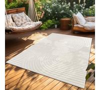 Paco Home Alfombra Salon De Habitacion Cocina Exterior Terraza Jardin Motivo Nordica Motivo Boho Chic Lisa, tamaño:240x340 cm, Color:Crema 6