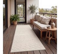 Paco Home Alfombra Salon De Habitacion Cocina Exterior Terraza Jardin Motivo Nordica Motivo Boho Chic Lisa, tamaño:60x100 cm, Color:Crema 4