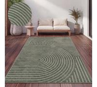 Paco Home Alfombra Salon De Habitacion Cocina Exterior Terraza Jardin Motivo Nordica Motivo Boho Chic Lisa, tamaño:120x160 cm, Color:Verde 3
