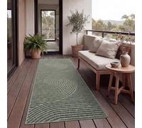 Paco Home Alfombra Salon De Habitacion Cocina Exterior Terraza Jardin Motivo Nordica Motivo Boho Chic Lisa, tamaño:80x250 cm, Color:Verde