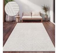 Paco Home Alfombra Salon De Habitacion Cocina Exterior Terraza Jardin Motivo Nordica Motivo Boho Chic Lisa, tamaño:160x230 cm, Color:Crema 2
