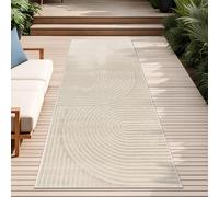 Paco Home Alfombra Salon De Habitacion Cocina Exterior Terraza Jardin Motivo Nordica Motivo Boho Chic Lisa, tamaño:60x100 cm, Color:Crema 6