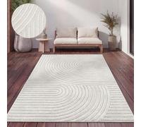 Paco Home Alfombra Salon De Habitacion Cocina Exterior Terraza Jardin Motivo Nordica Motivo Boho Chic Lisa, tamaño:120x160 cm, Color:Crema 6