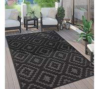 Paco Home Alfombra Salon De Habitacion Cocina Exterior Terraza Jardin Motivo Nordica Motivo Etnica Lisa, tamaño:80x250 cm, Color:Antracita 2