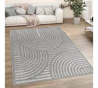 Paco Home Alfombra Salon De Habitacion Cocina Exterior Terraza Jardin Motivo Nordica Motivo Etnica Lisa, tamaño:60x100 cm, Color:Gris 4