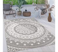 Paco Home Alfombra Salon De Habitacion Cocina Exterior Terraza Jardin Motivo Oriental Marroqui Moderna Etnica Mandala, tamaño:120x160 cm, Color:Gris