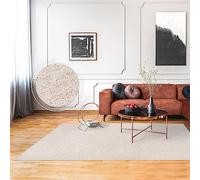 Paco Home Alfombra Salon De Habitacion Pelo Corto Lisa Suave Se Puede Lavar En La Lavadora, tamaño:120x160 cm, Color:Crema