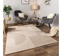 Paco Home Alfombra Salon De Habitacion Pelo Corto Motivo Abstract Dibujo Geometrico 3D, tamaño:240x340 cm, Color:Crema