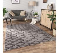 Paco Home Alfombra Salon De Habitacion Pelo Corto Motivo Boho Chic Motivo Nordica 3D Moderna, tamaño:120x160 cm, Color:Antracita