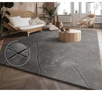 Paco Home Alfombra Salon De Habitacion Pelo Corto Motivo Boho Chic Motivo Nordica 3D Moderna, tamaño:60x100 cm, Color:Antracita 2