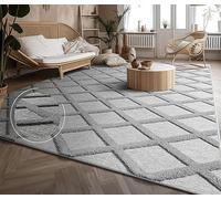 Paco Home Alfombra Salon De Habitacion Pelo Corto Motivo Boho Chic Motivo Nordica 3D Moderna, tamaño:160x220 cm, Color:Gris