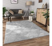 Paco Home Alfombra Salon De Habitacion Pelo Corto Motivo Boho Chic Motivo Nordica 3D Moderna, tamaño:230x340 cm, Color:Gris 2