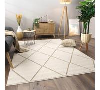 Paco Home Alfombra Salon De Habitacion Pelo Corto Motivo Boho Chic Motivo Nordica, tamaño:200x280 cm, Color:Beige 2