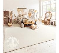 Paco Home Alfombra Salon De Habitacion Pelo Corto Motivo Boho Chic Motivo Nordica, tamaño:200x280 cm, Color:Crema