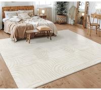 Paco Home Alfombra Salon De Habitacion Pelo Corto Motivo Nordica Motivo Boho Chic Dibujo Geometrico, tamaño:120x160 cm, Color:Crema 7