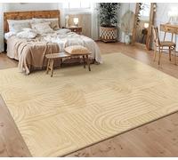 Paco Home Alfombra Salon De Habitacion Pelo Corto Motivo Nordica Motivo Boho Chic Dibujo Geometrico, tamaño:120x160 cm, Color:Beige 7