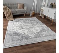 Paco Home Alfombra Salon De Habitacion Pelo Corto Motivo Oriental Ornament Suave Vintage Moderna con Ribete, tamaño:60x100 cm, Color:Gris 3