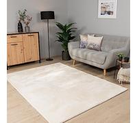 Paco Home Alfombra Salon De Habitacion Pelo Corto Se Puede Lavar En La Lavadora Lisa Suave, Tamaño:200 cm Redondo, Color:Crema