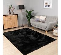 Paco Home Alfombra Salon De Habitacion Pelo Corto Se Puede Lavar En La Lavadora Lisa Suave, Tamaño:200x280 cm, Color:Negro