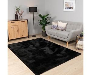 Paco Home Alfombra Salon De Habitacion Pelo Corto Se Puede Lavar En La Lavadora Lisa Suave, Tamaño:60x100 cm, Color:Negro