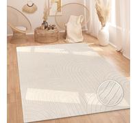 Paco Home Alfombra Salon De Habitacion Pelo Largo Motivo Nordica Motivo Boho Chic Arcoíris Lavable Beige Crema, tamaño:120x160 cm