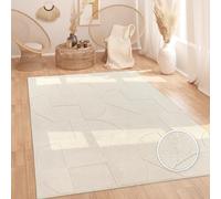 Paco Home Alfombra Salon De Habitacion Pelo Largo Motivo Nordica Motivo Boho Chic Motivo Abstract Suave Lavable Crema, tamaño:200x280 cm