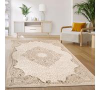 Paco Home Alfombra Salón Dormitorio Pelo Corto Vintage Oriental Abstracto Patrón Moderno Beige, tamaño:200x280 cm