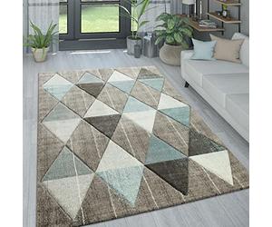Paco Home Alfombra Salón En Colores Pastel, Diseño Moderno Rombos, Triángulo Y Zig Zag, tamaño:120x170 cm, Color:Beige