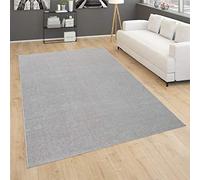 Paco Home Alfombra Salón Lisa Pelo Corto Sencilla Moderna Color Plata, tamaño:160x220 cm