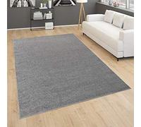 Paco Home Alfombra Salón Lisa Pelo Corto Sencilla Moderna Gris Oscuro, tamaño:160x220 cm
