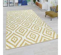 Paco Home Alfombra Salón, Motivo De Rombos En Colores Pastel, Moderno Aspecto Étnico Y Bohemio, tamaño:200x280 cm, Color:Amarillo-Blanco