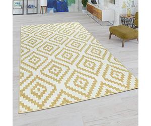 Paco Home Alfombra Salón, Motivo De Rombos En Colores Pastel, Moderno Aspecto Étnico Y Bohemio, tamaño:200x280 cm, Color:Amarillo-Blanco