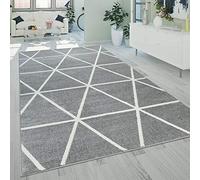 Paco Home Alfombra Salón Pelo Corto Moderna Diseño Geométrico Motivo Rombos Gris, tamaño:70x140 cm