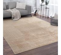 Paco Home Alfombra Salón Pelo Corto Monocolor Moderna Suave Beige, tamaño:200 cm Cuadrado