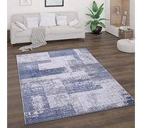 Paco Home Alfombra Salón Pelo Corto Motivo Vintage Estilo Abstracto Moderno Diseño Geométrico A Rombos, tamaño:120x160 cm, Color:Azul 2