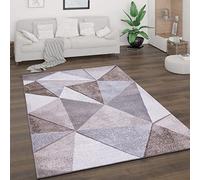 Paco Home Alfombra Salón Pelo Corto Motivo Vintage Estilo Abstracto Moderno Diseño Geométrico A Rombos, tamaño:120x160 cm, Color:Beige