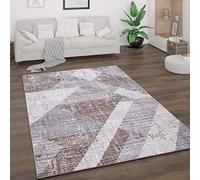 Paco Home Alfombra Salón Pelo Corto Motivo Vintage Estilo Abstracto Moderno Diseño Geométrico A Rombos, tamaño:160x220 cm, Color:Marrón 2