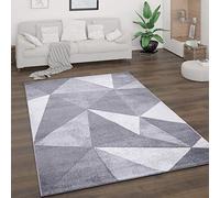 Paco Home Alfombra Salón Pelo Corto Motivo Vintage Estilo Abstracto Moderno Diseño Geométrico A Rombos, tamaño:120x160 cm, Color:Gris