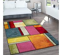 Paco Home Alfombra Salón Pelo Corto Vintage Perfil Contorneado A Mano Efecto 3D Jaspeado, tamaño:160x230 cm, Color:Multicolor