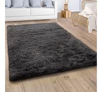Paco Home Alfombra Salón Pelo Largo Piel Sintética Shaggy Mullida Y Suave En Monocolor, tamaño:60x100 cm, Color:Antracita